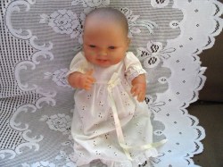 12'' CHUBBY BUERENGER BABY GIRL DOLL,EYELET GOWN,BLOOMERS,TEETH